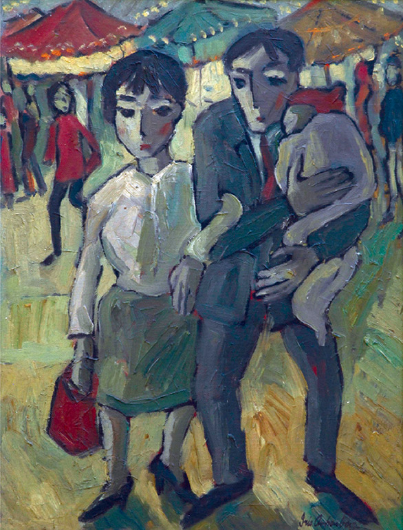 Iris Ampenberger, Young Couple, Oil on board