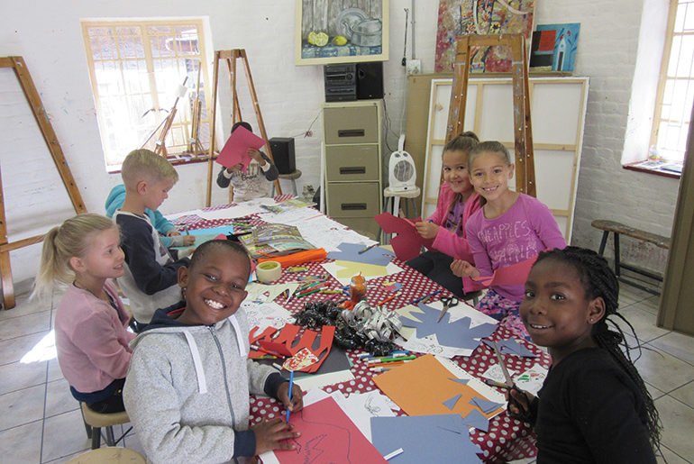 Participants at the Winter Holiday art workshops