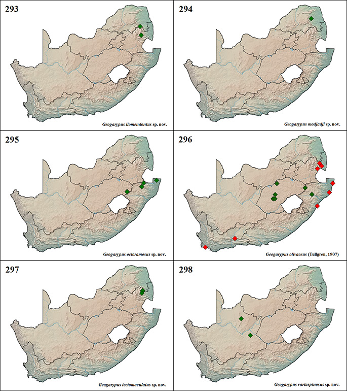 Figs-293-298-(Distributions-G_liomendontus---G_variaspinosus)